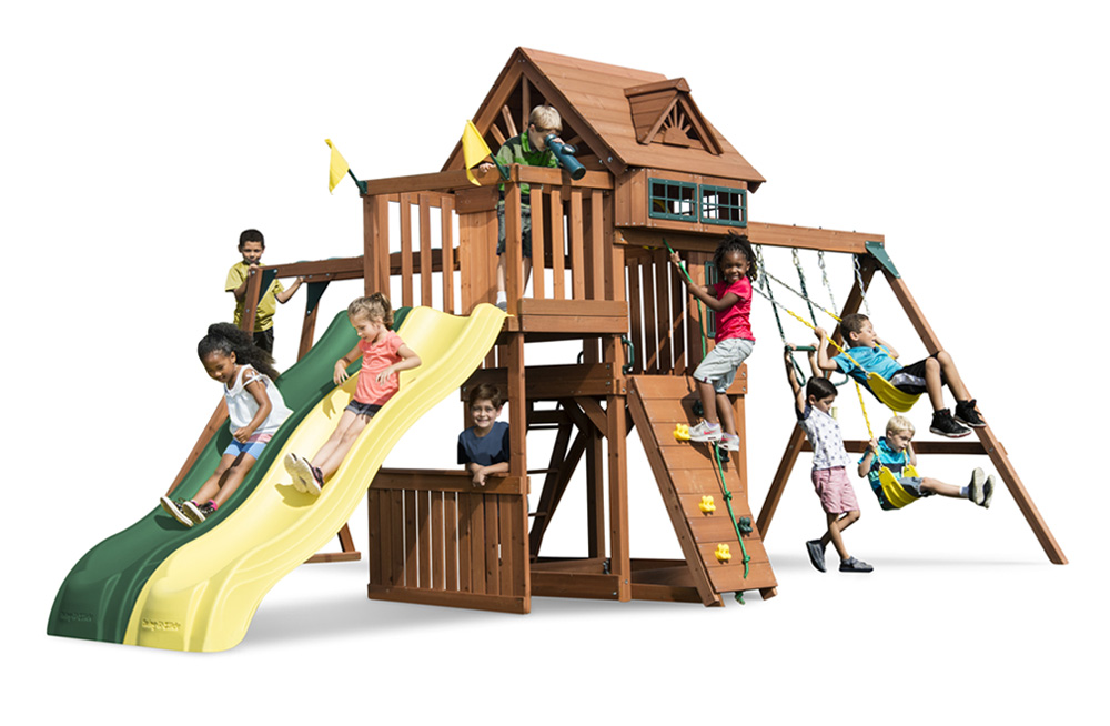 Wood Swing Set with Monkey Bars Twin Titan w Monkey Bars Kids Creations