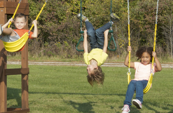 The 3-position swing beam features an iconic play time accessory… Which would be swings of course. Only our swings feature Plastisol coated swing chains for an enhanced, pinch-free grip.