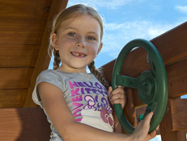 high flyer child on steering wheel