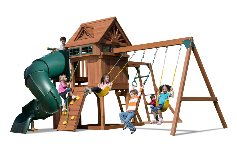 Sky Loft Swing Set with Tube Slide Monkey Bars Kids Creations