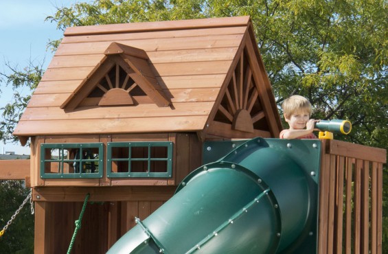 The Sky Loft is highlighted by a gorgeous gable inspired roof design that features two decorative dormers and 4 lookout windows.