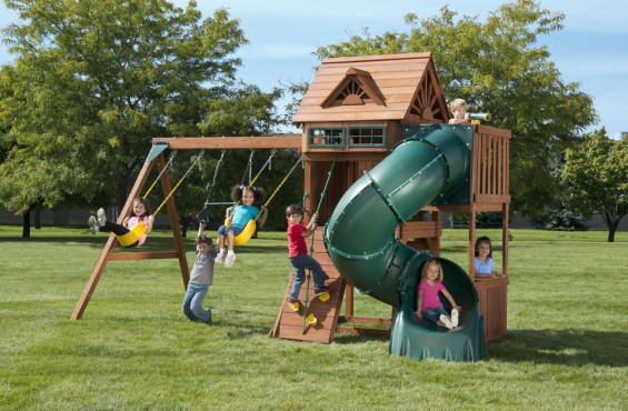 This Sky Loft model features an electrifying spiral tube slide which will provide twists and turns as they reach the bottom.